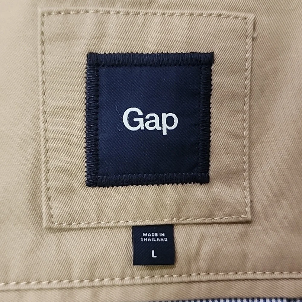 Gap Blazer Cotton Twill Striped Lined 2 Button Front Classic Khaki Preppy size L